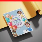 (Free Editable PDF) Wiggle & Giggle Cocomelon Baby Shower Invitation Templates E