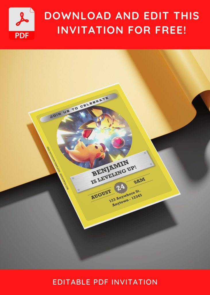 (Free Editable PDF) Detective Pikachu Baby Shower Invitation Templates E