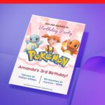 (Free Editable PDF) Pink Pokemon Fiesta Baby Shower Invitation Templates D