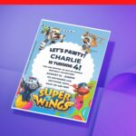 (Free Editable PDF) Charming Super Wings Baby Shower Invitation Templates D