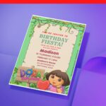 (Free Editable PDF) Rumble In The Jungle Dora Explorer Baby Shower Invitation Templates D