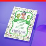 (Free Editable PDF) Beautiful Floral Princess Tiana And Frog Baby Shower Invitation Templates D