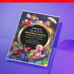 (Free Editable PDF) Epic Super Mario Kart Baby Shower Invitation Templates D