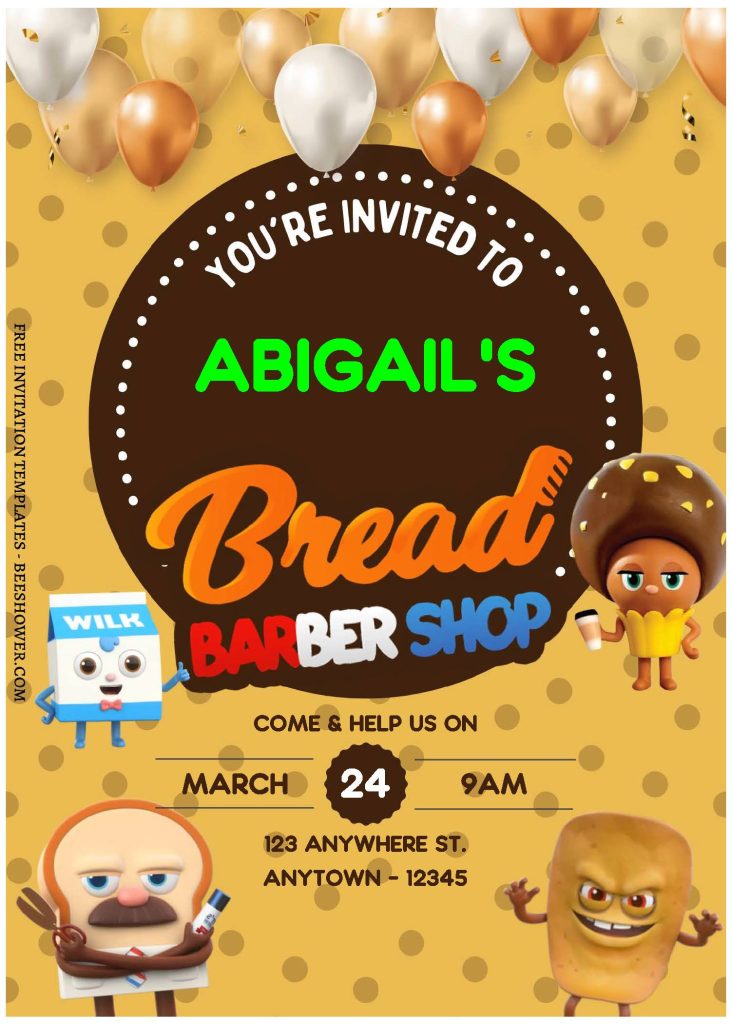 (Free Editable PDF) Bread And Barber Shop Baby Shower Invitation Templates b