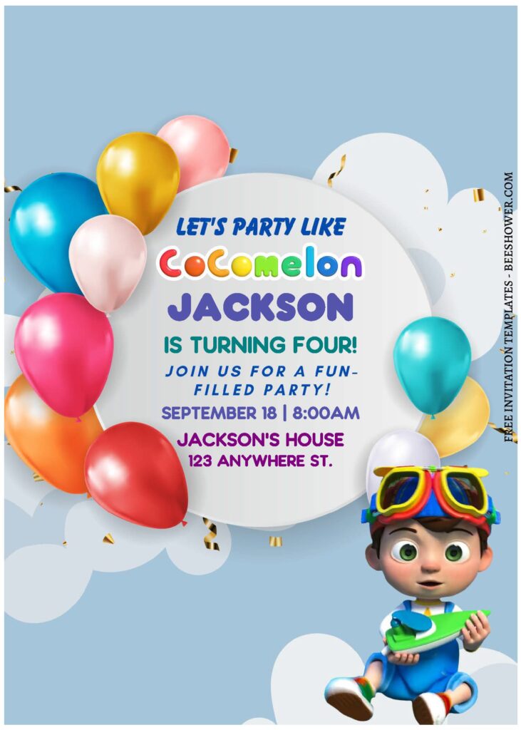 (Free Editable PDF) Wiggle & Giggle Cocomelon Baby Shower Invitation Templates B