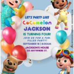 (Free Editable PDF) Wiggle & Giggle Cocomelon Baby Shower Invitation Templates A