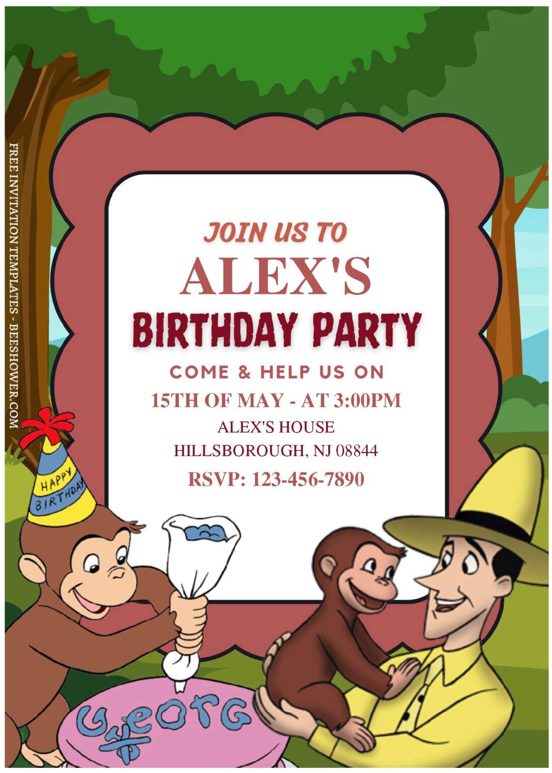 Download (Free Editable PDF) Curious George Baby Shower Invitation ...