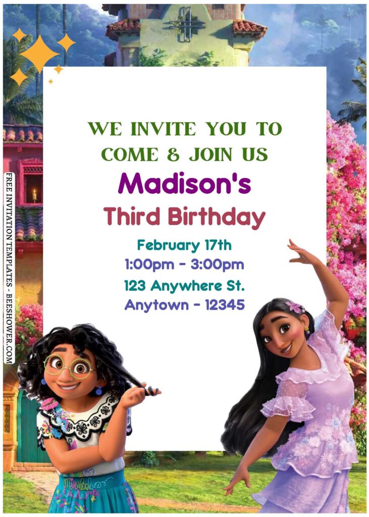 (Free Editable PDF) A Magical Fiesta Disney Encanto Baby Shower Invitation Templates B