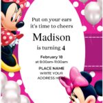 (Free Editable PDF) Festive Minnie Mouse Baby Shower Invitation Templates B