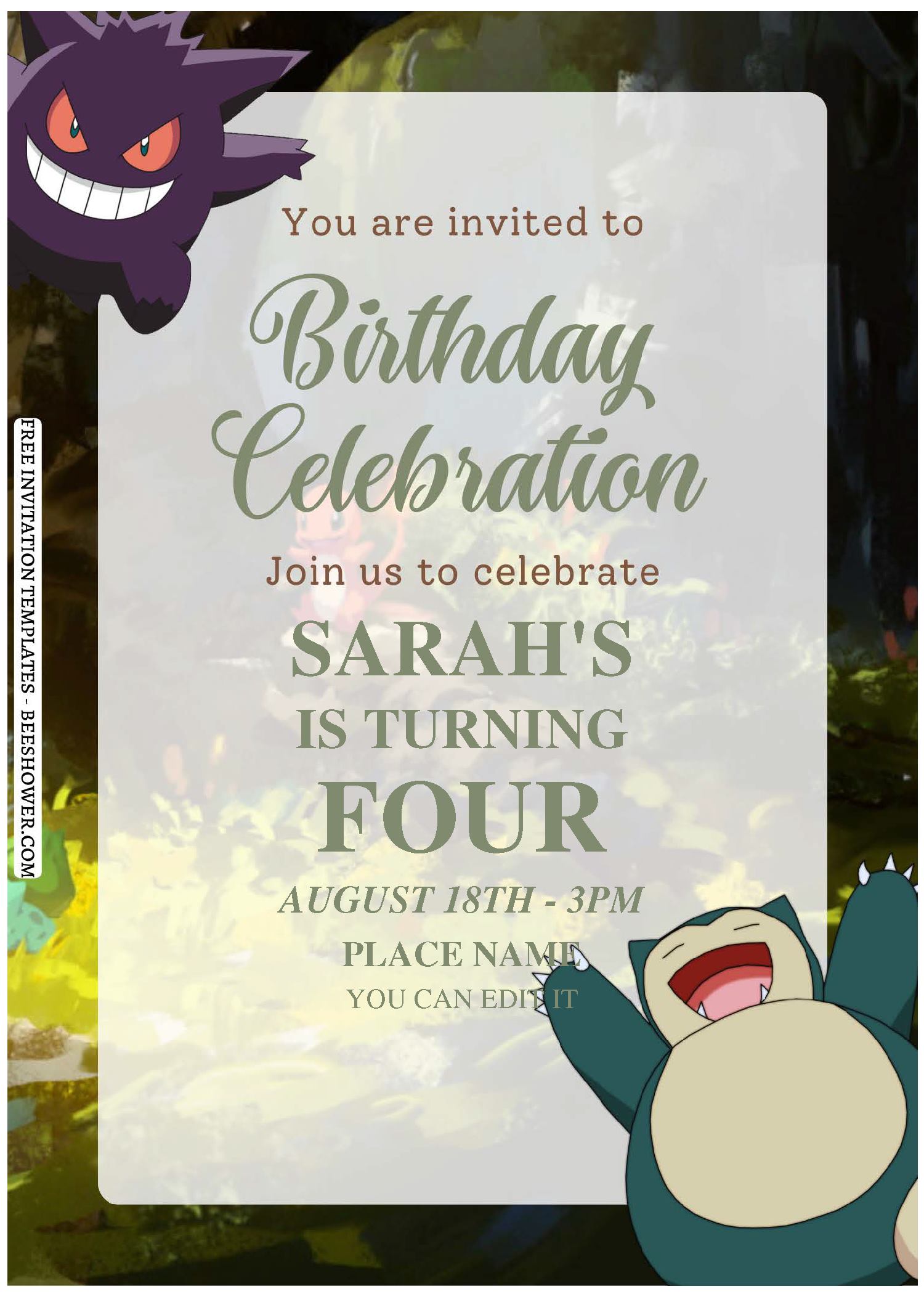 (Free Editable PDF) Catch-Worthy Pokemon Baby Shower Invitation Templates C