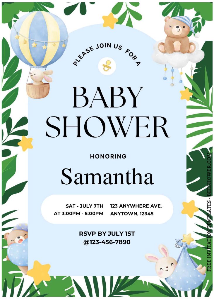 (Free Editable PDF) Jungle Joy Baby Shower Invitation Templates A