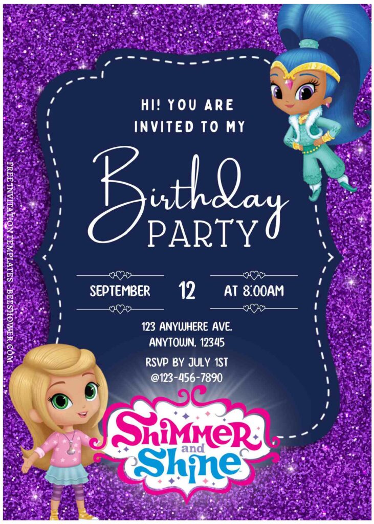 (Free Editable PDF) Sparkling Shimmer & Shine Baby Shower Invitation Templates A