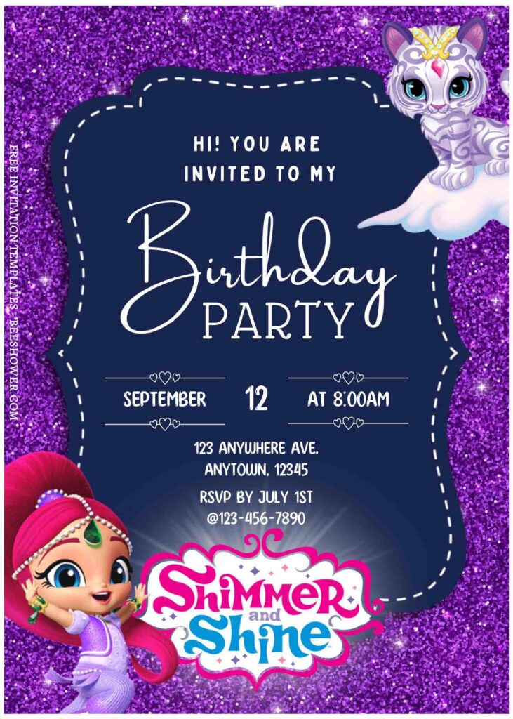 (Free Editable PDF) Sparkling Shimmer & Shine Baby Shower Invitation Templates C