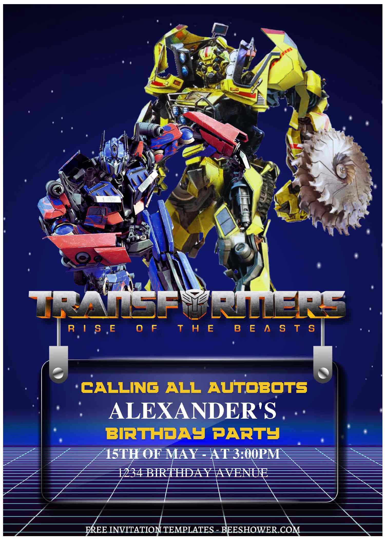 (Free Editable PDF) Gear Up Transformers Baby Shower Invitation Templates C