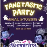 (Free Editable PDF) Spooky Fun Disney Vampirina Baby Shower Invitation Templates B