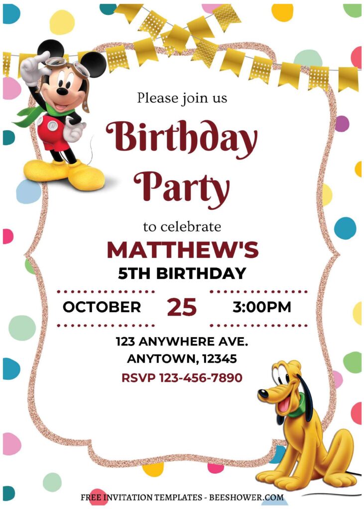 (Free Editable PDF) Lively Fun Mickey Mouse Baby Shower Invitation Templates A
