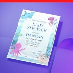 (Free Editable PDF) Enchanted Watercolor Under The Sea Baby Shower Invitation Templates J