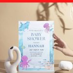 (Free Editable PDF) Enchanted Watercolor Under The Sea Baby Shower Invitation Templates I