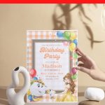 (Free Editable PDF) Simply Cute Princess Belle Baby Shower Invitation Templates