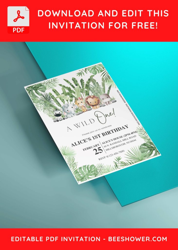 (Free Editable PDF) Greenery Wild Ones Baby Shower Invitation Templates with cute wording