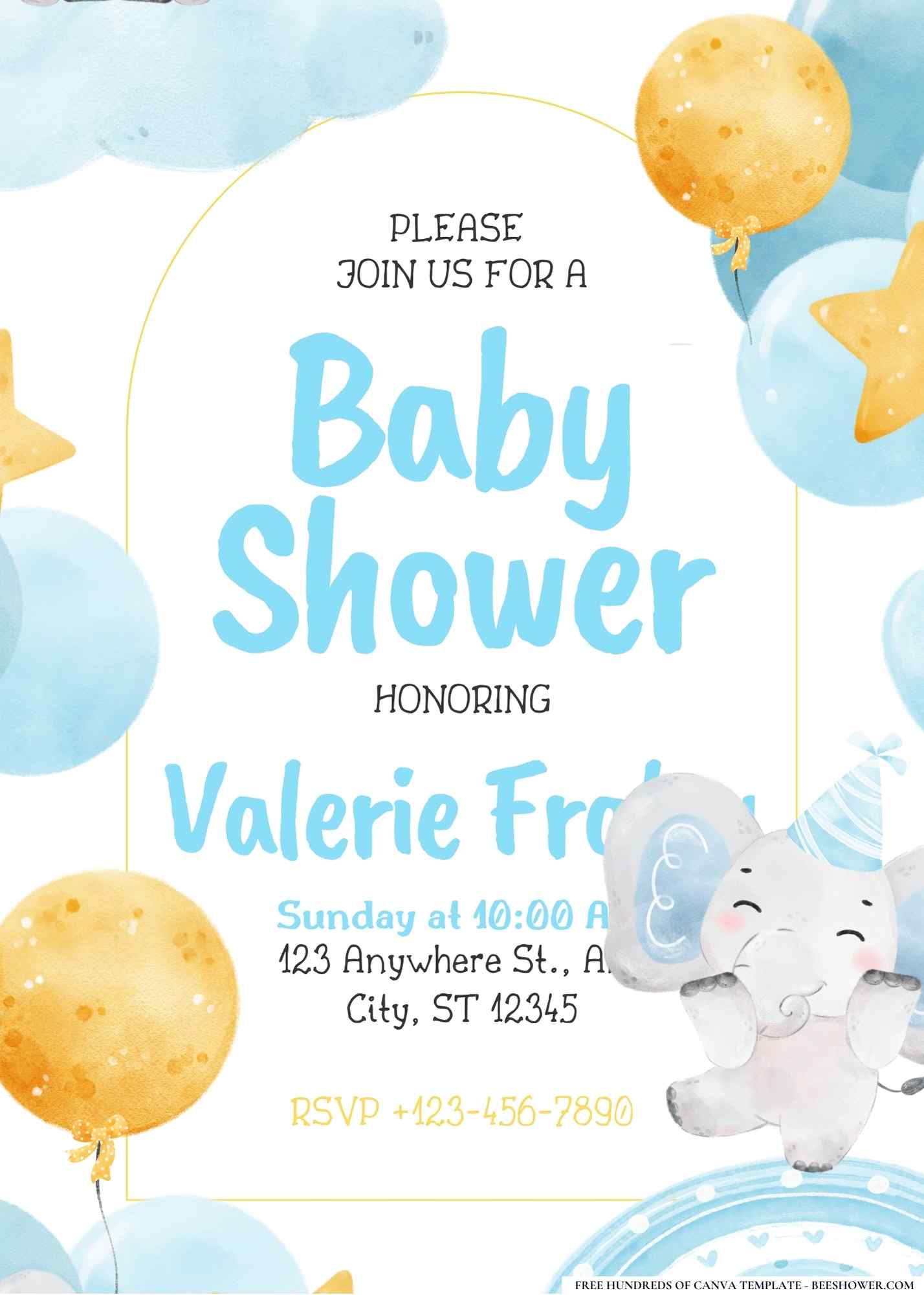 Baby Elephants Baby Shower Invitation