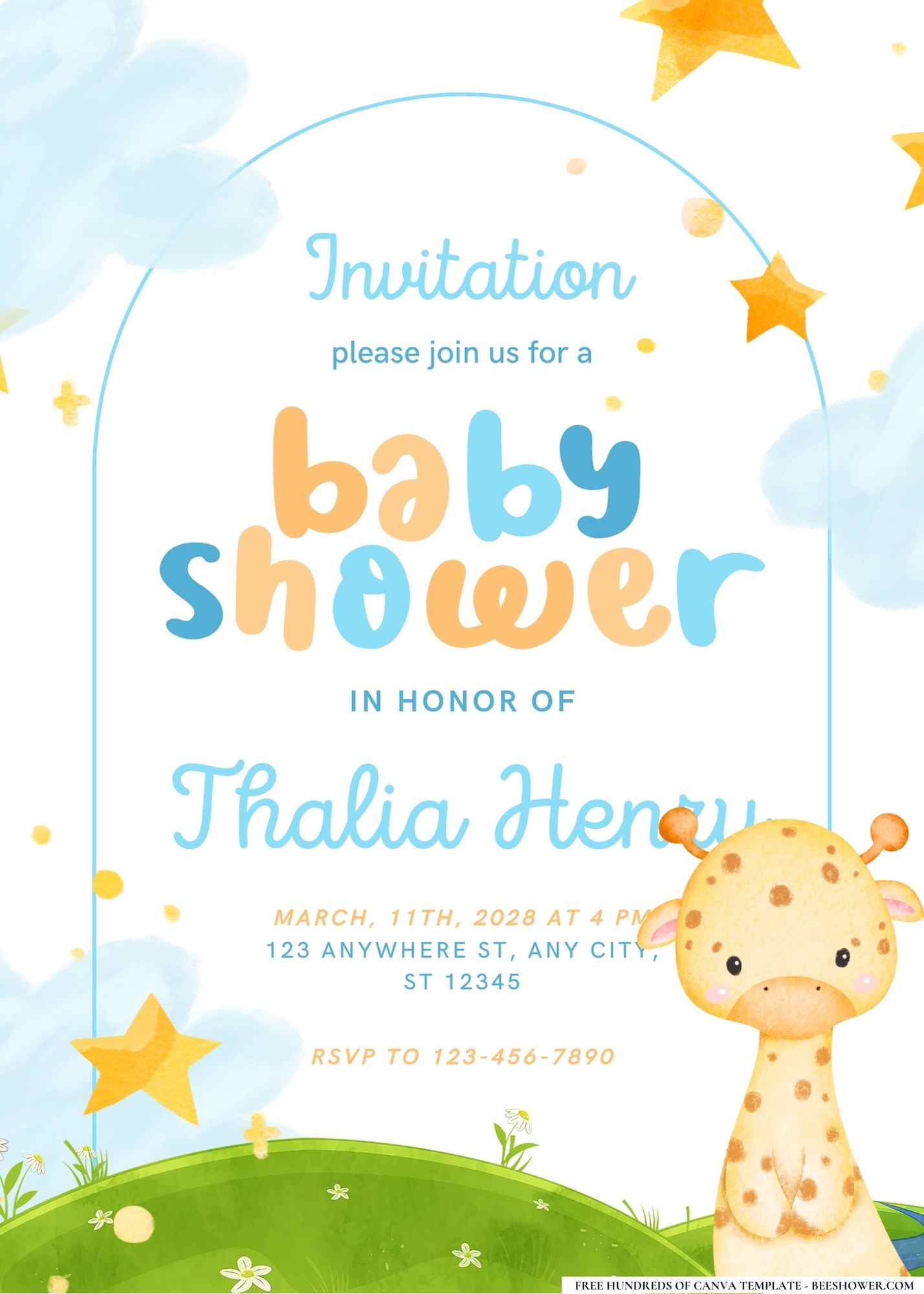 Baby Giraffes Baby Shower Invitation