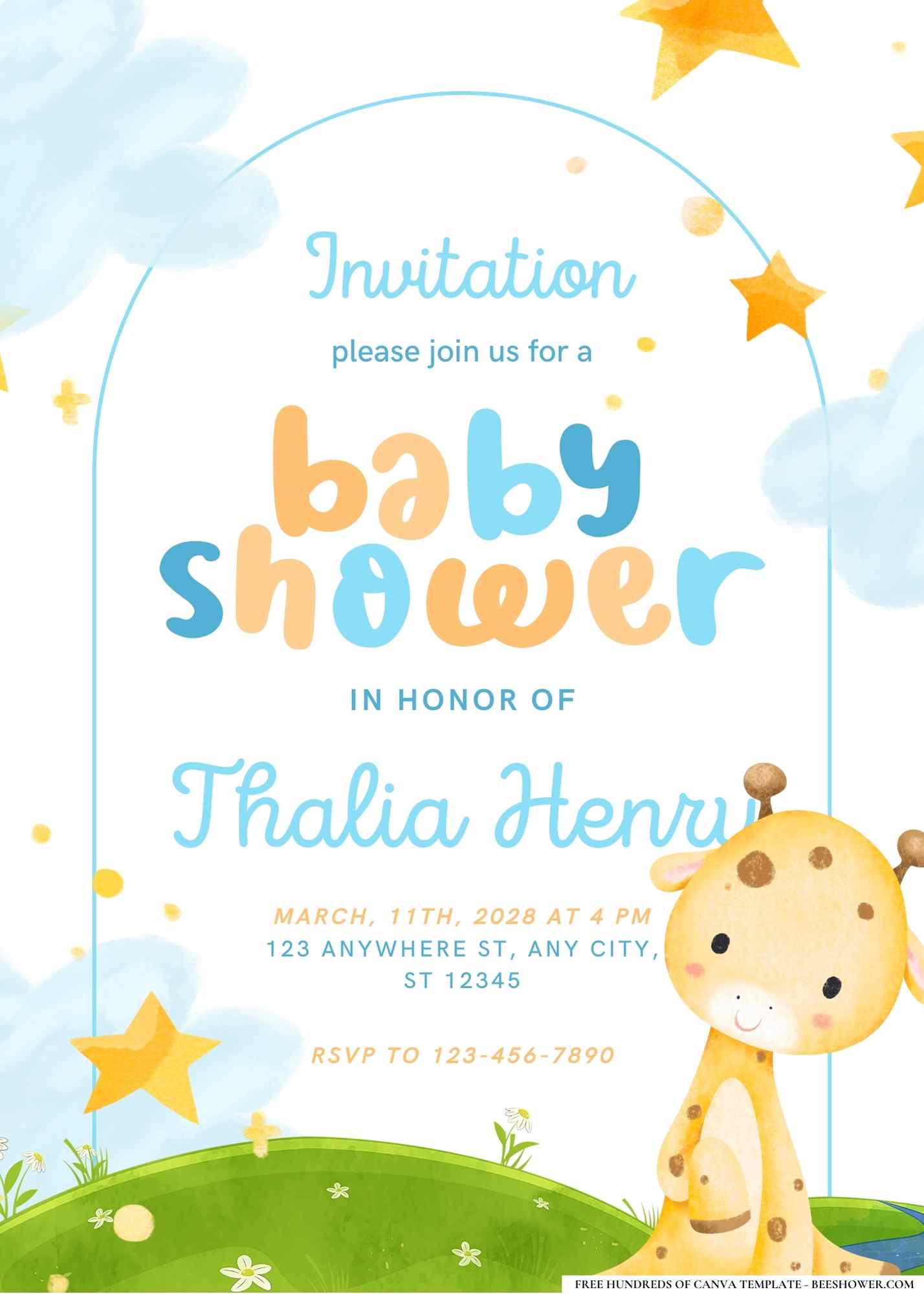 Baby Giraffes Baby Shower Invitation