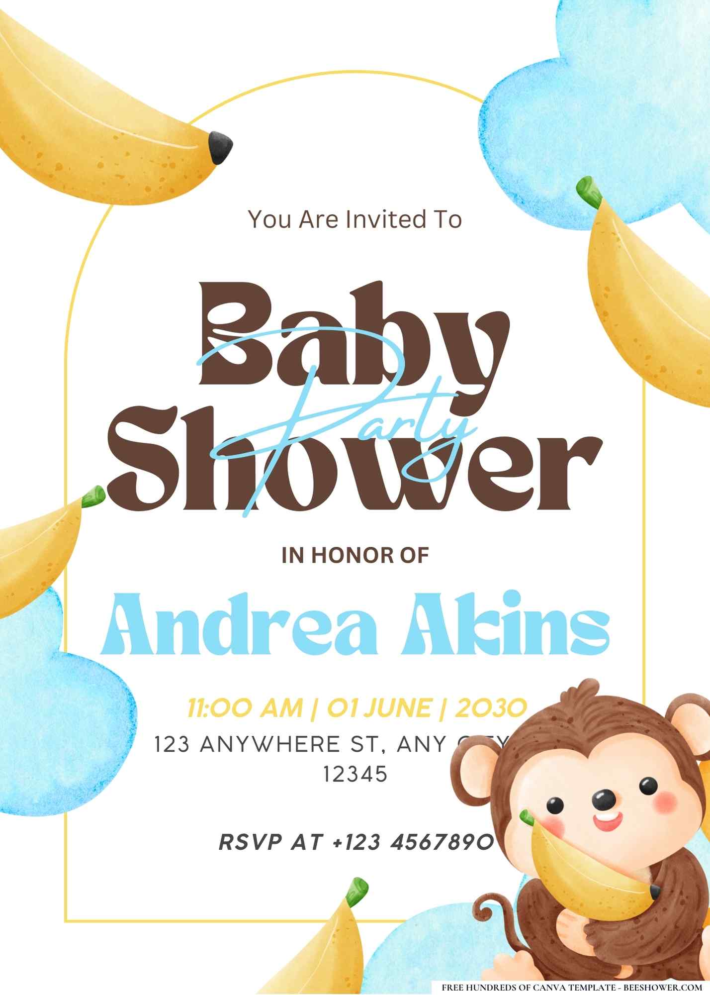 Baby Monkey Baby Shower Invitation
