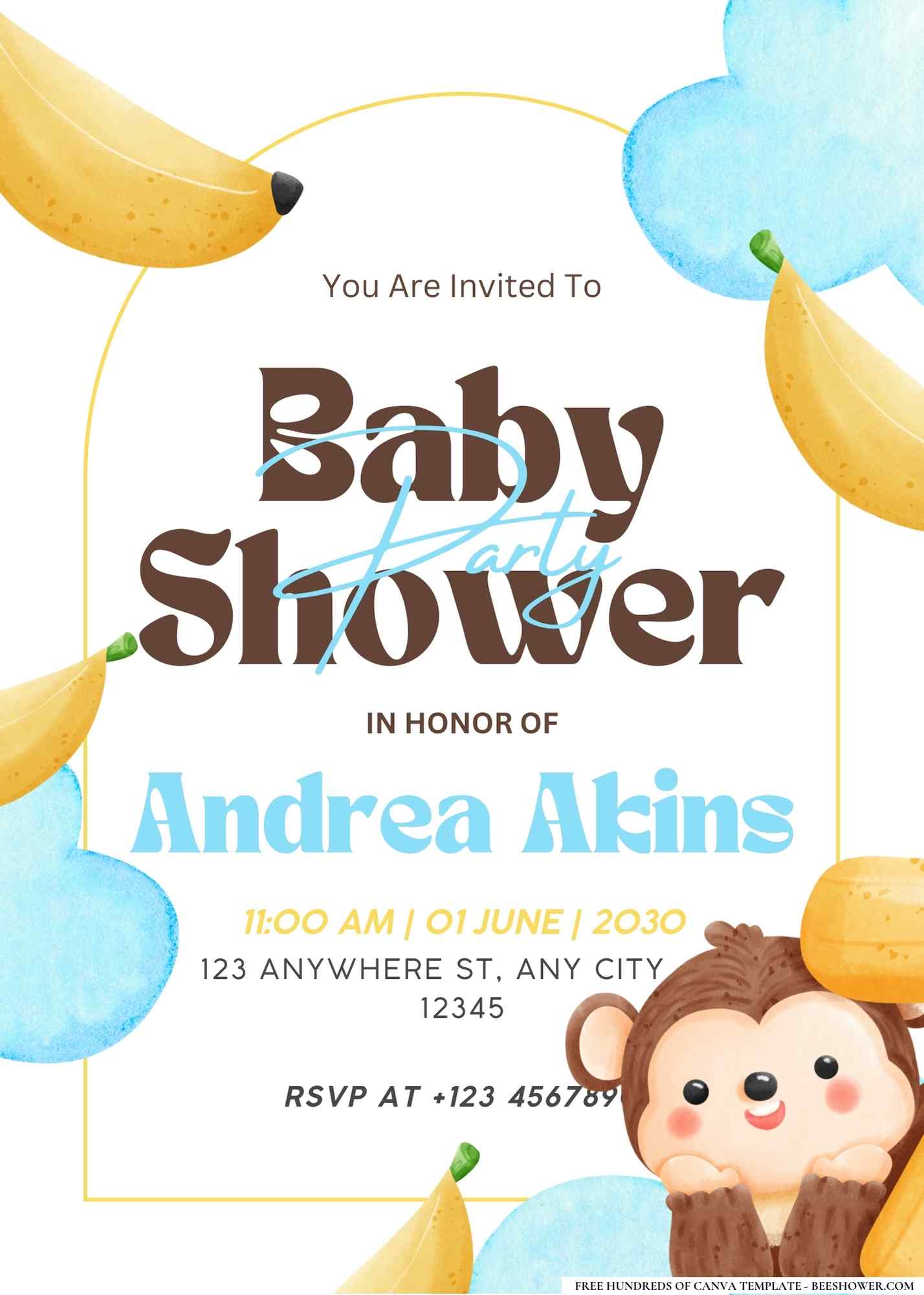 Baby Monkey Baby Shower Invitation