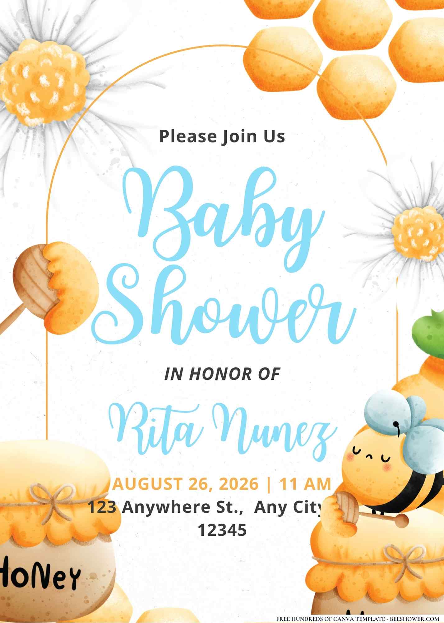 Bees and Honey Baby Shower Invitation