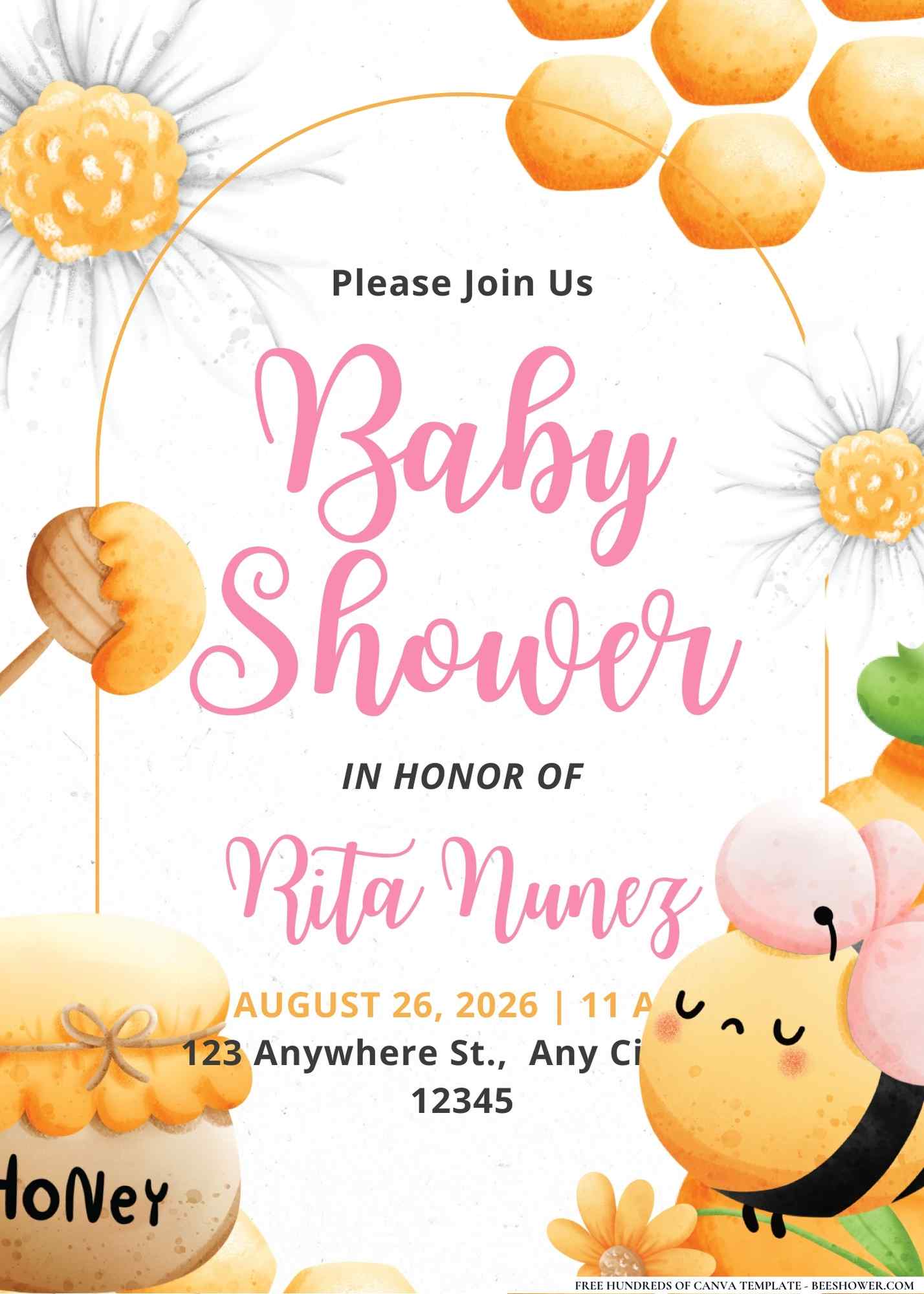 Bees and Honey Baby Shower Invitation