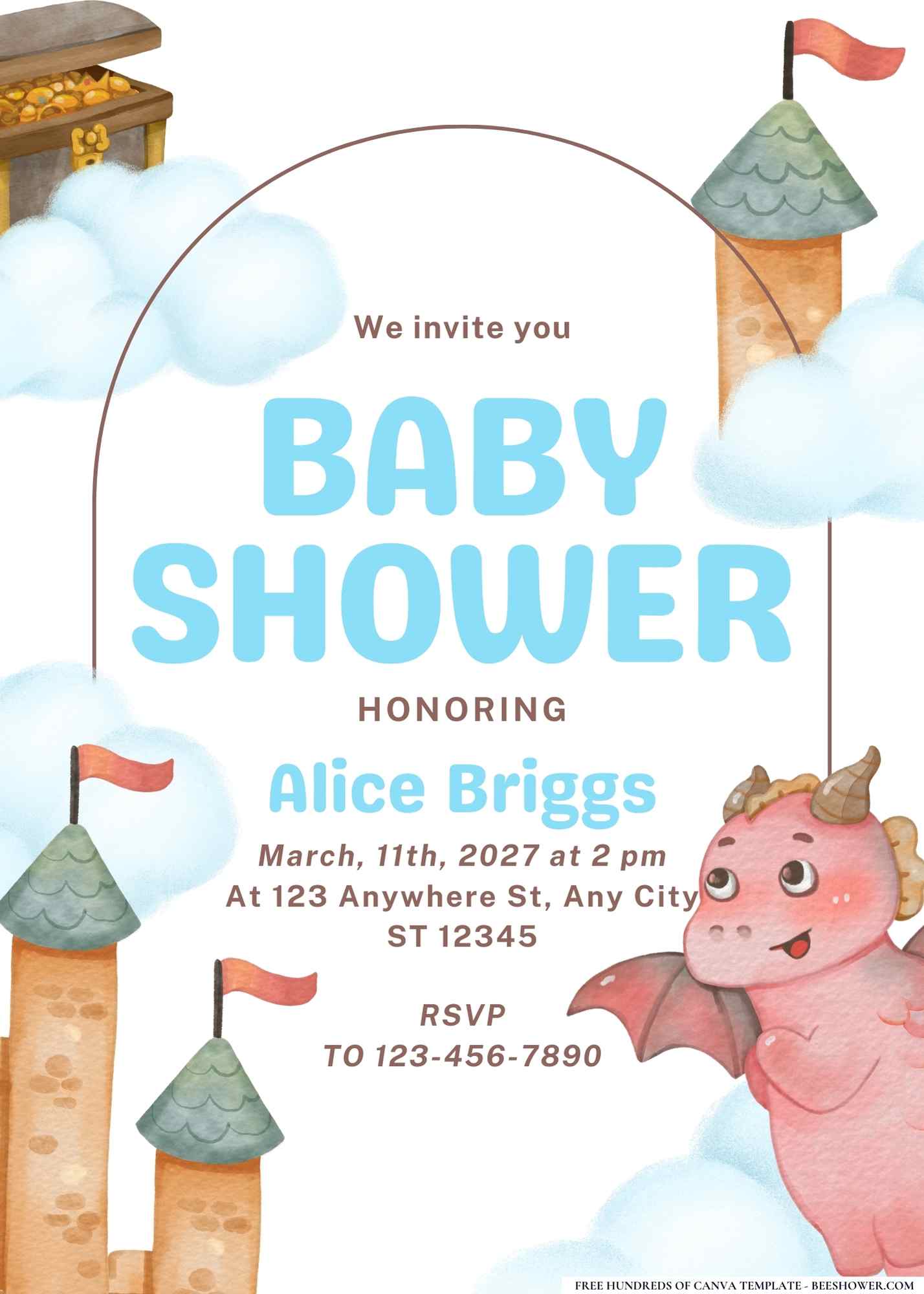 Cute Dragon Baby Shower Invitation