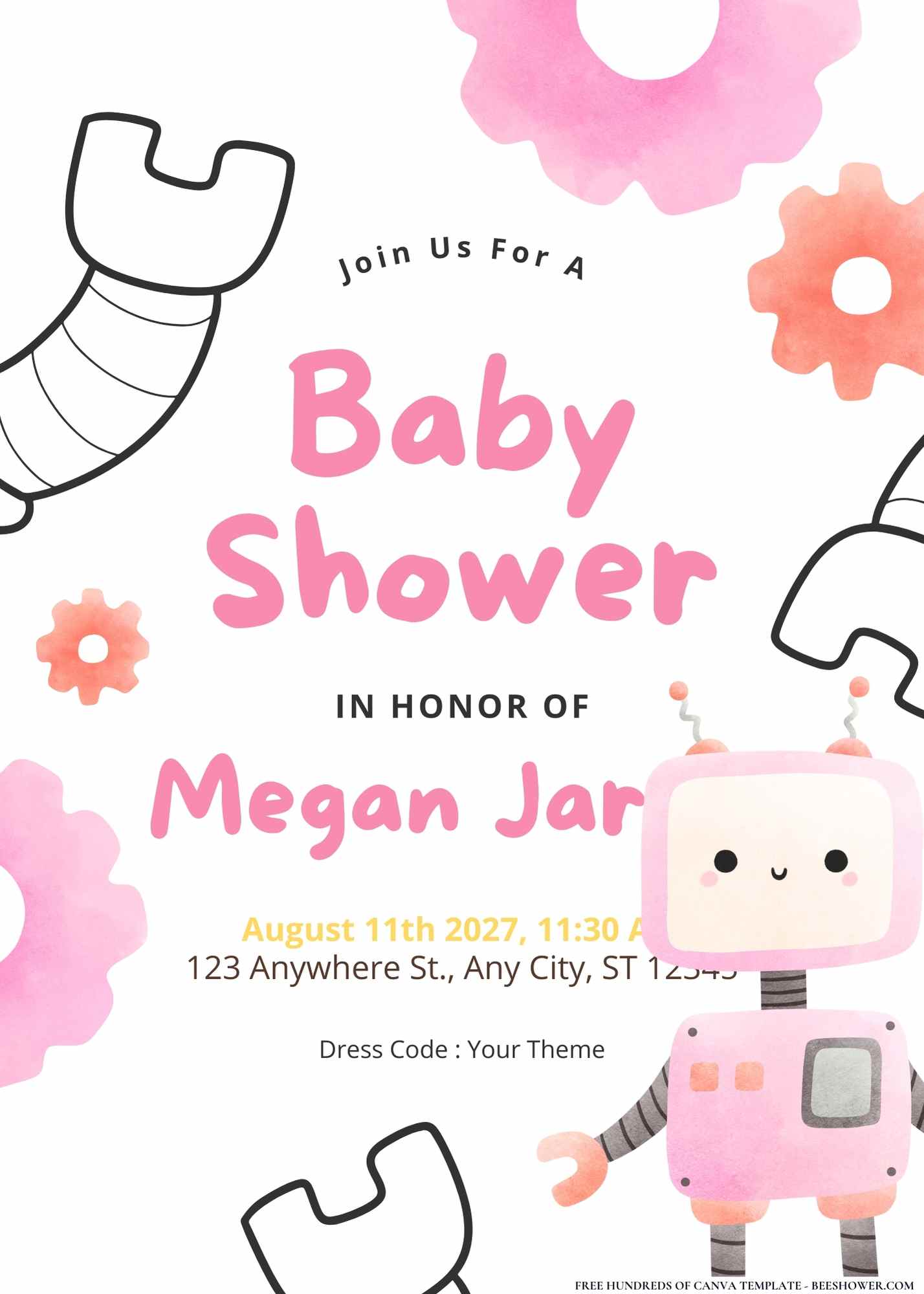 Cute Robot Baby Shower Invitation