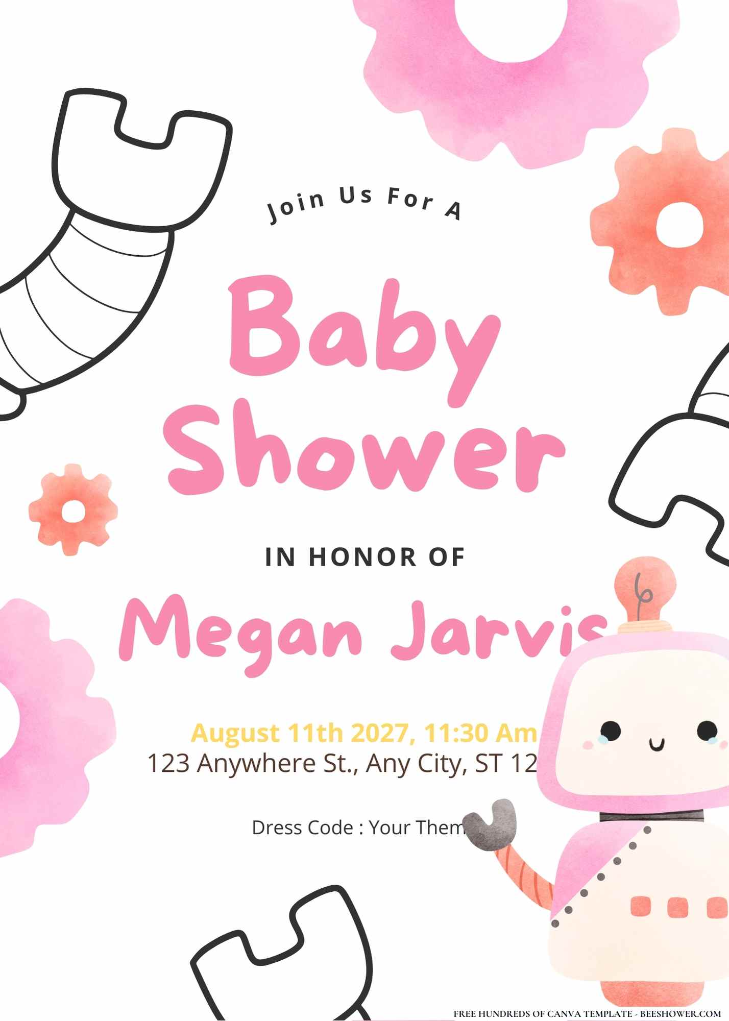 Cute Robot Baby Shower Invitation