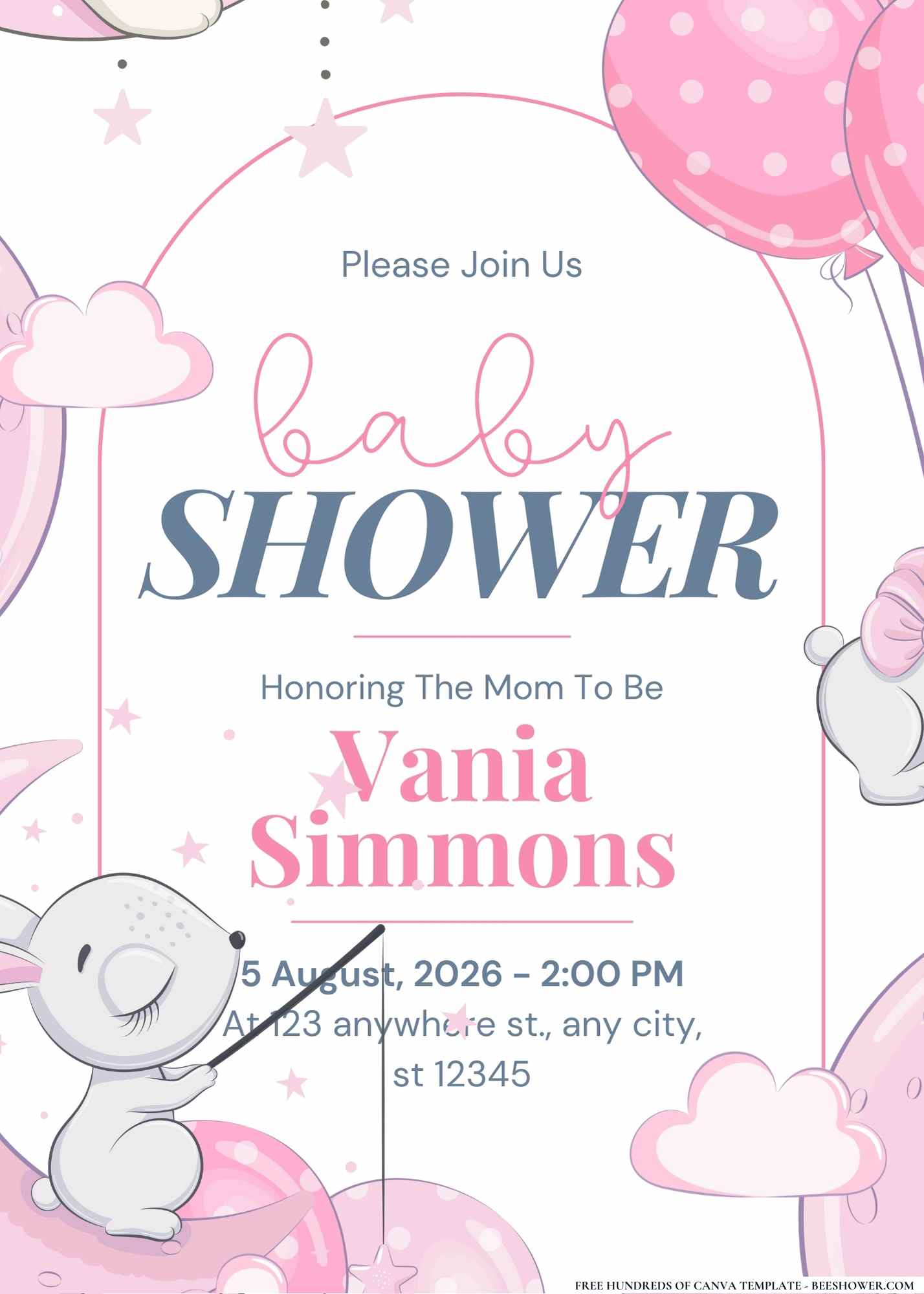 Cute Bunny Baby Shower Invitation