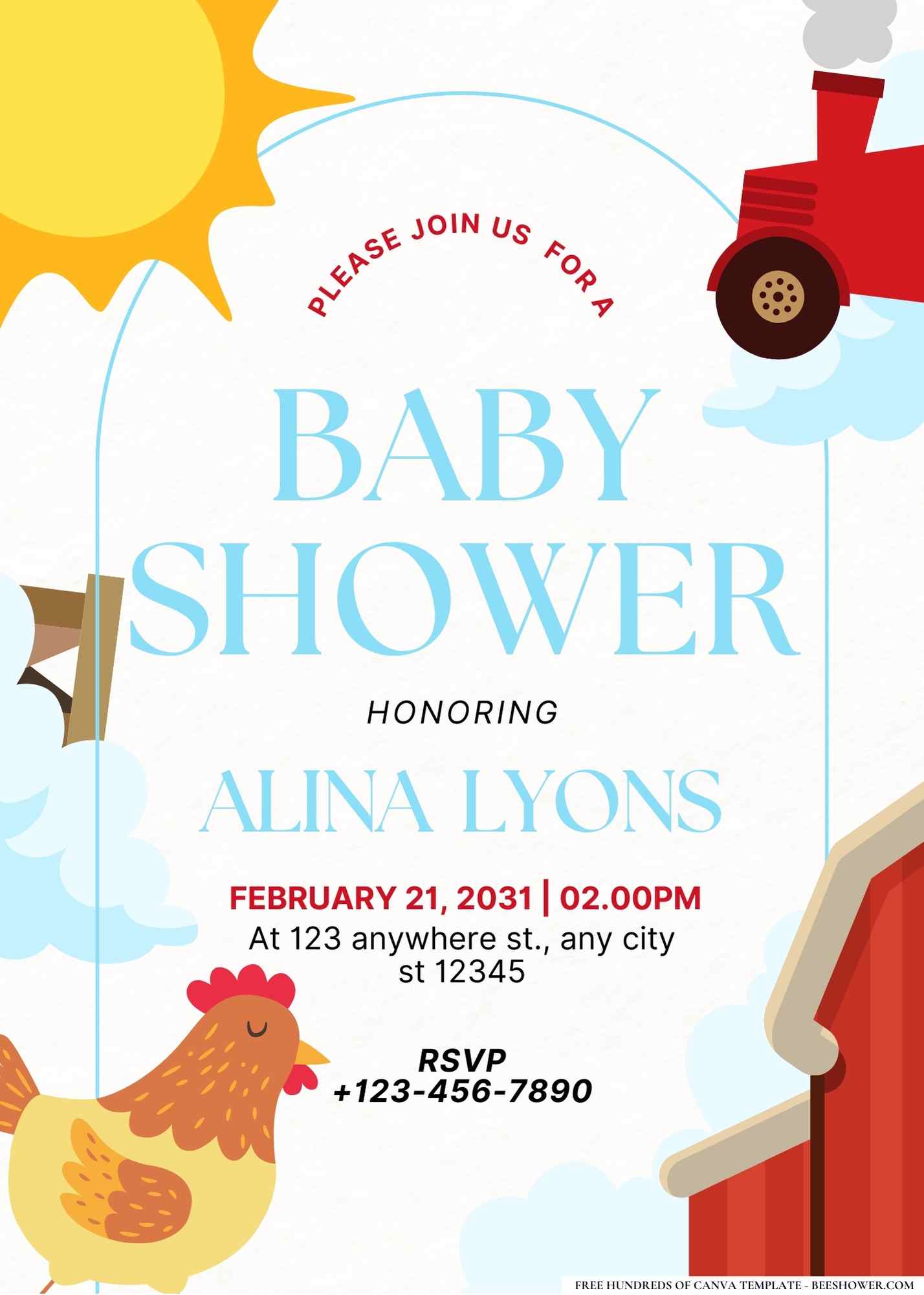 Farm Animals Baby Shower Invitation