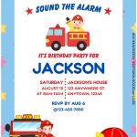 (Free Editable PDF) Cute Baby’s First Alarm Firefighter Baby Shower Invitation Templates A