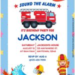 (Free Editable PDF) Cute Baby’s First Alarm Firefighter Baby Shower Invitation Templates C