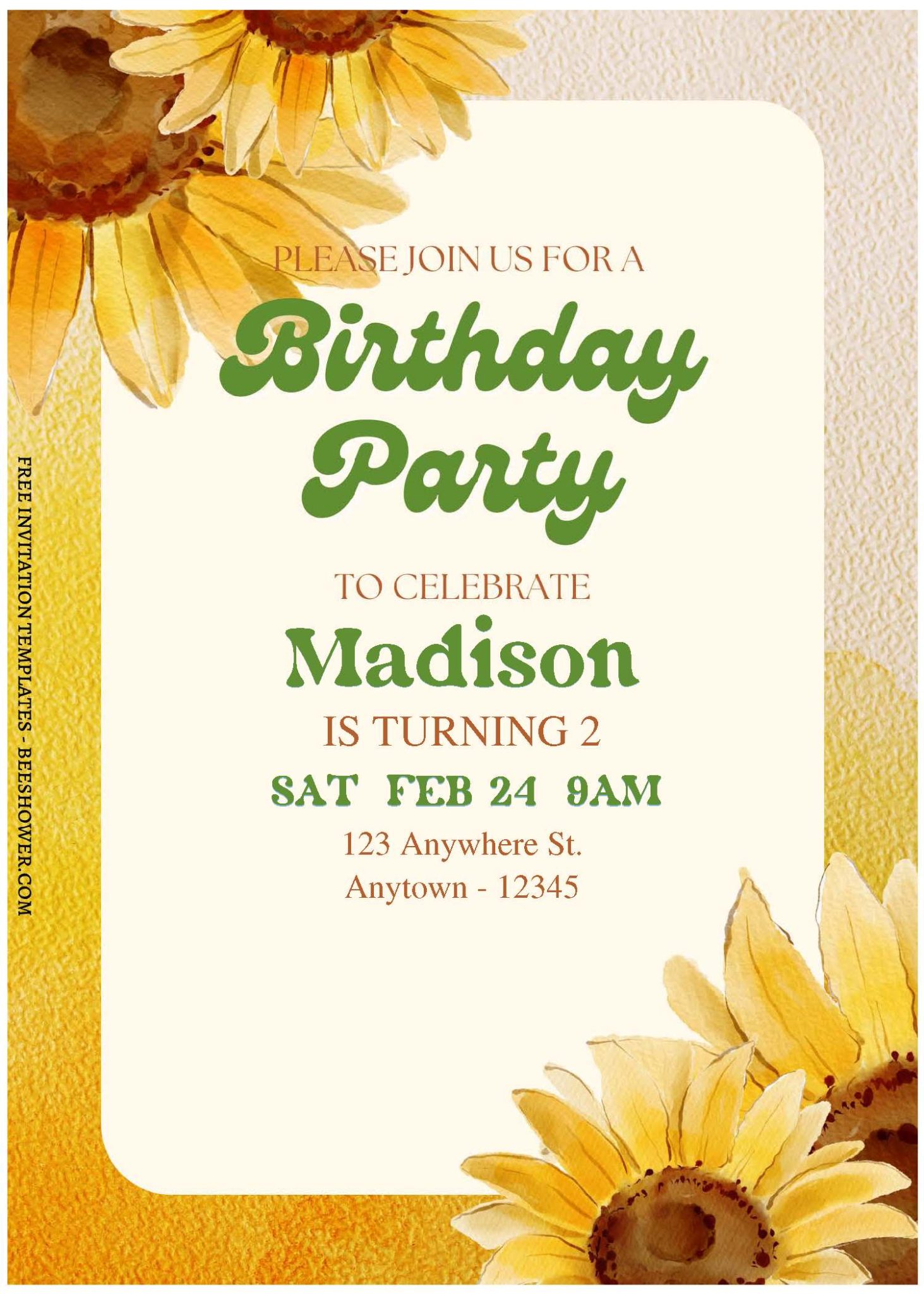 Download (Free Editable PDF) Sunflower Delights Baby Shower Invitation ...