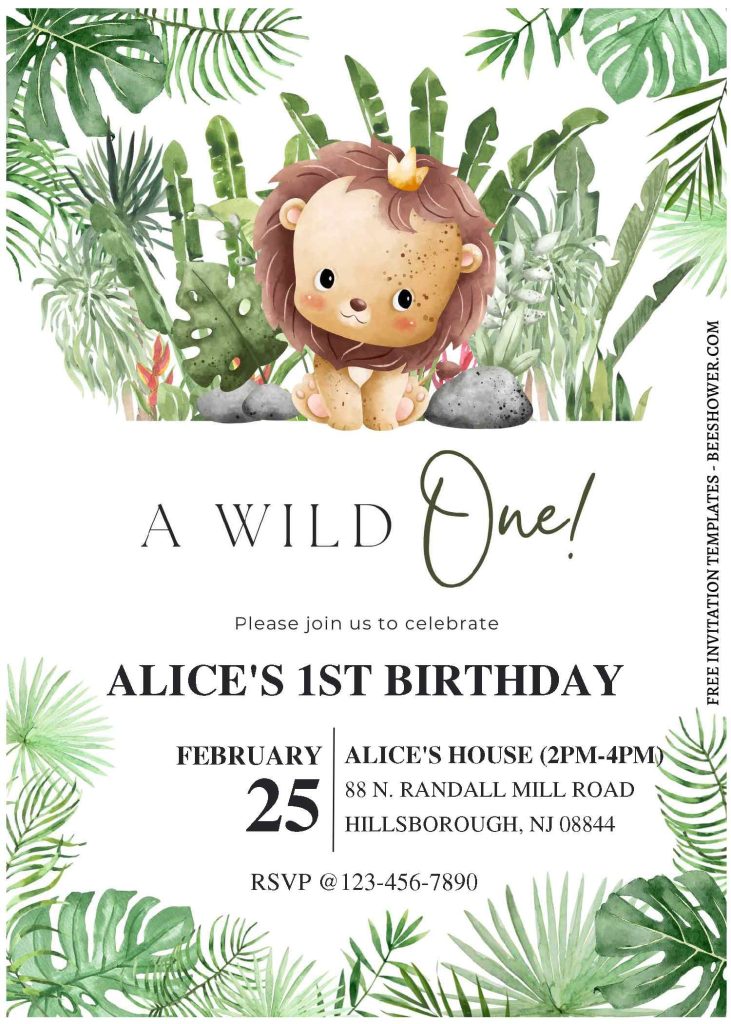 (Free Editable PDF) Greenery Wild Ones Baby Shower Invitation Templates with 