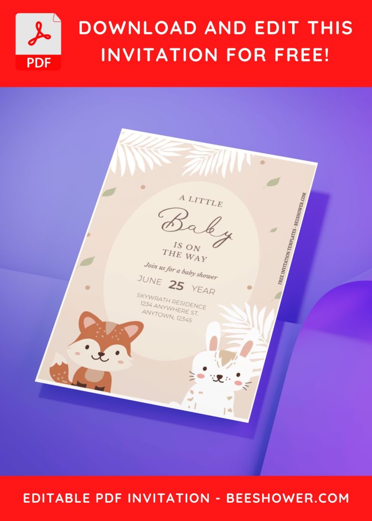 (Free Editable PDF) Adorable Summer Woodland Baby Shower Invitation Templates A