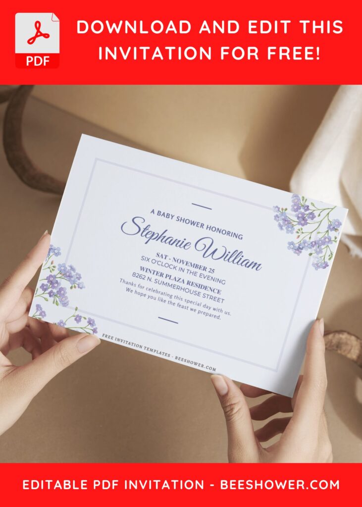 (Free Editable PDF) Bundle Of Lavender Joy Baby Shower Invitation Templates E