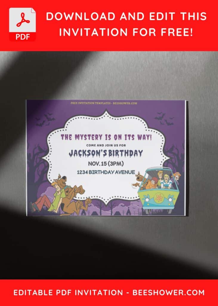(Free Editable PDF) Adorable Scooby Doo Baby Shower Invitation Templates F
