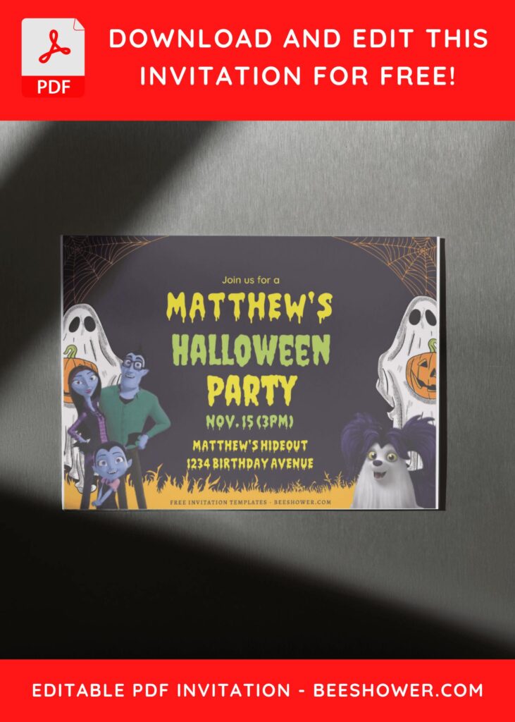 (Free Editable PDF) Halloween Night Vampirina Baby Shower Invitation Templates J