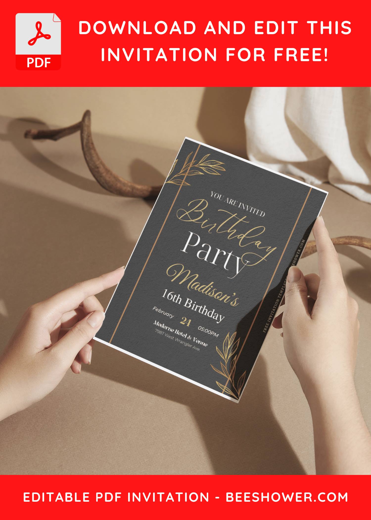 (Free Editable PDF) Luxury Gold Foil Greenery Baby Shower Invitation Templates