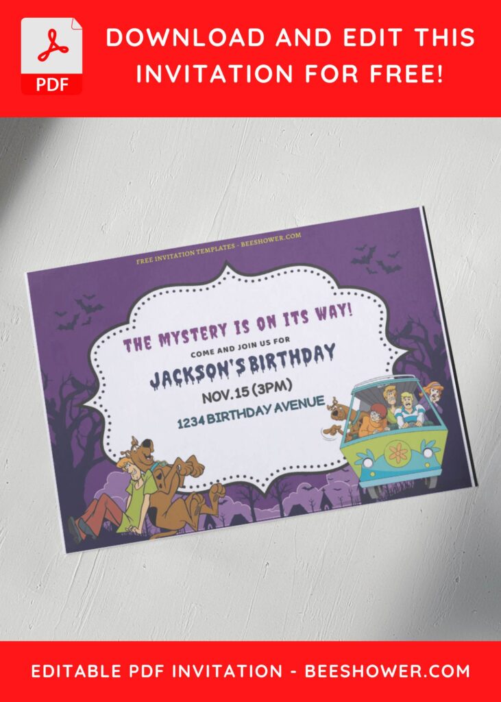 (Free Editable PDF) Adorable Scooby Doo Baby Shower Invitation Templates G