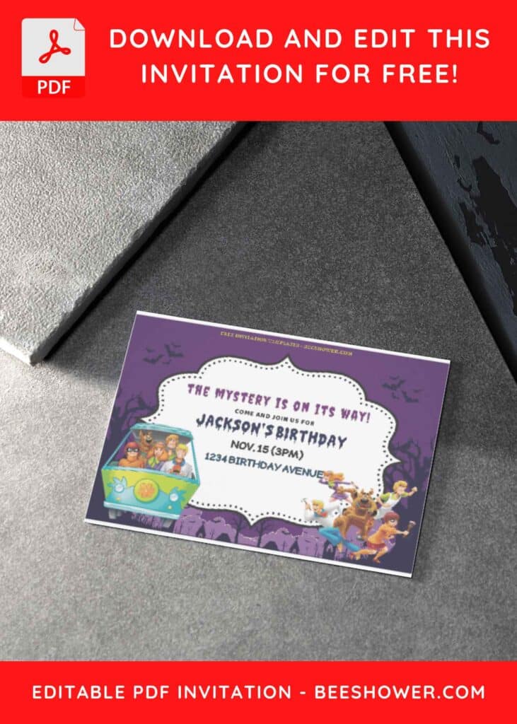 (Free Editable PDF) Adorable Scooby Doo Baby Shower Invitation Templates H