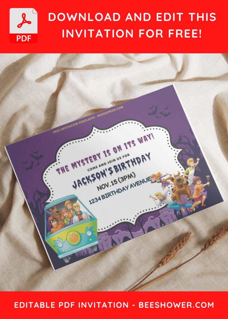 (Free Editable PDF) Adorable Scooby Doo Baby Shower Invitation Templates I