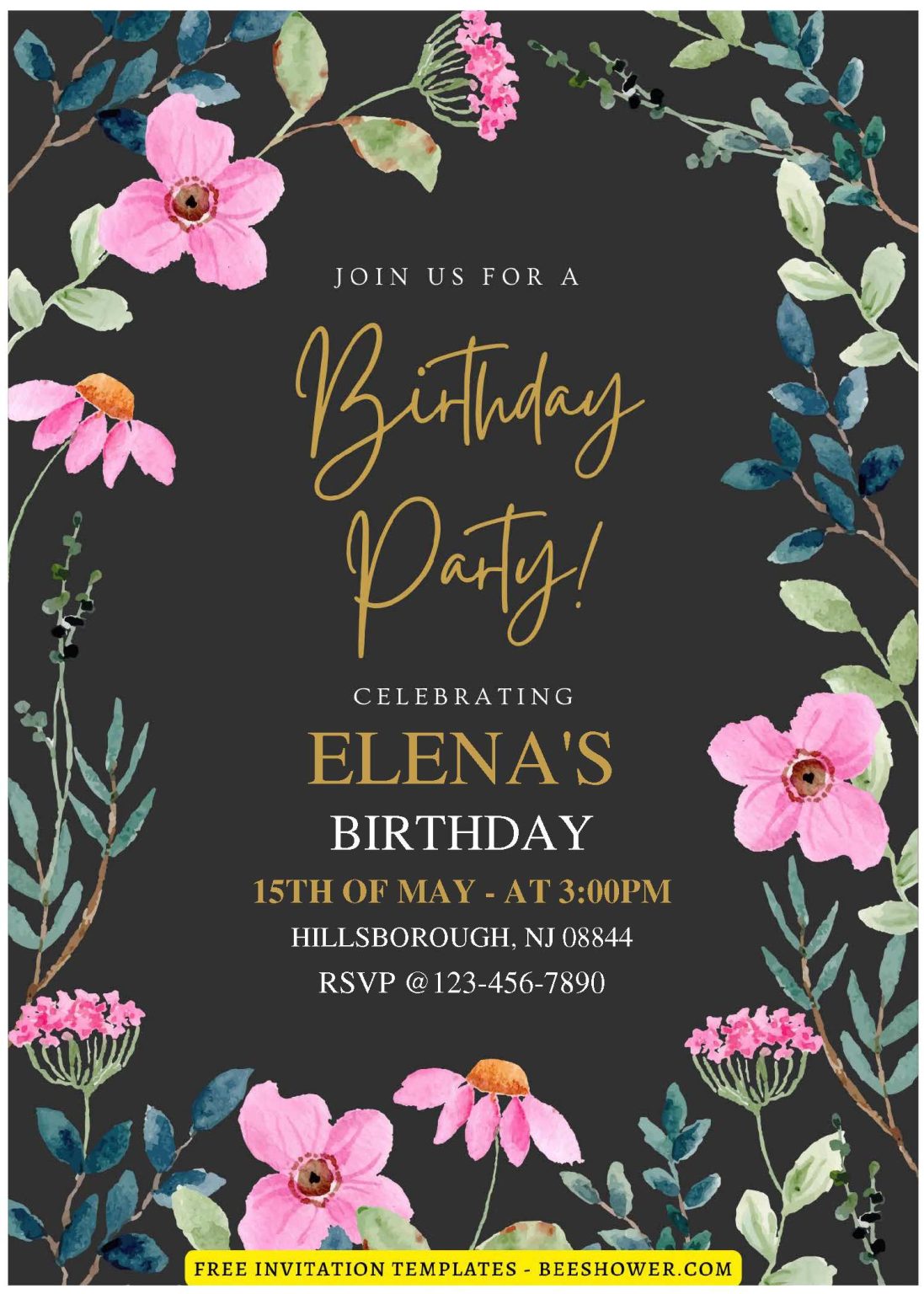 (Free Editable PDF) Botanical Baby Shower Invitation Templates | Beeshower