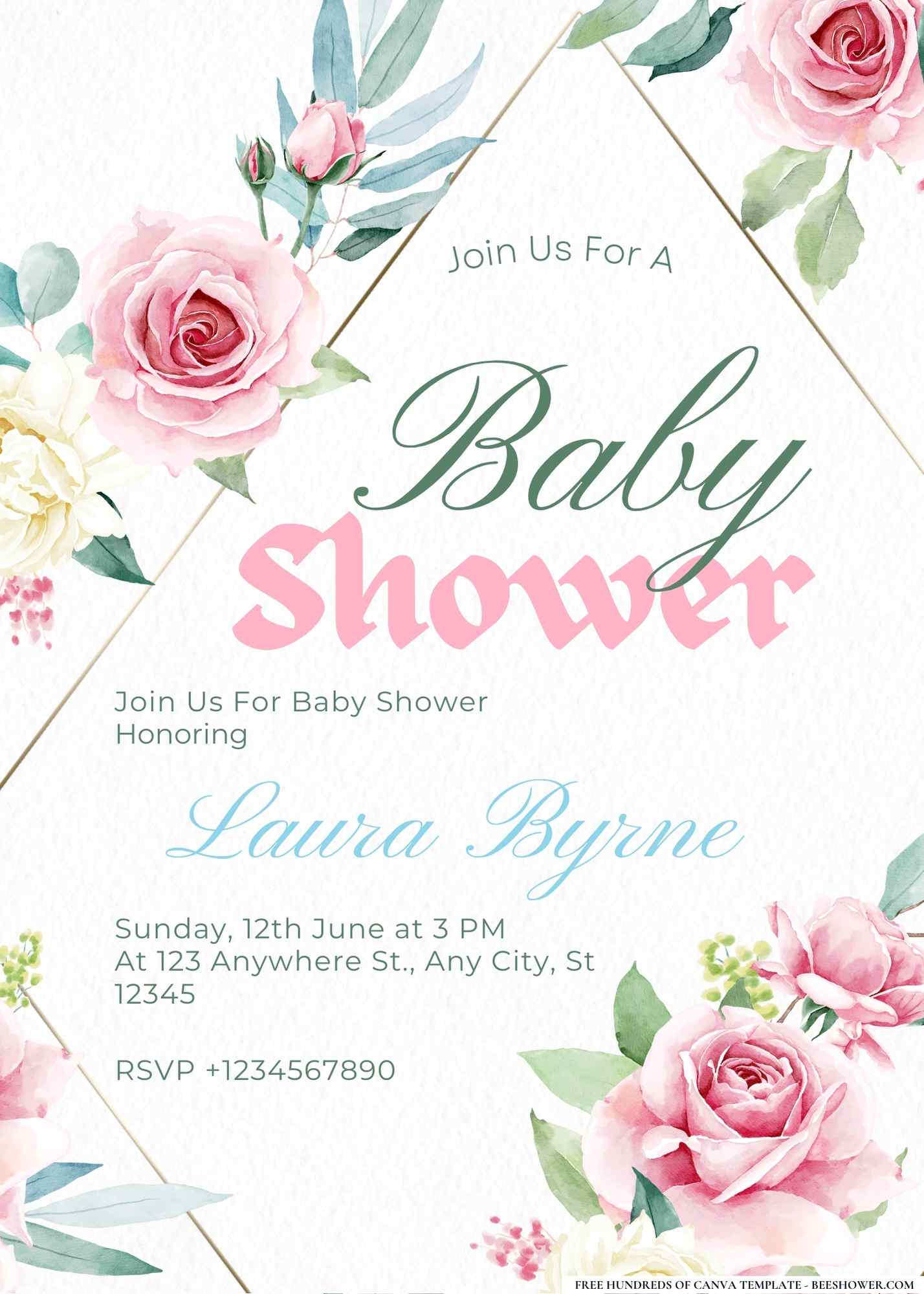 A Rose is Born Baby Shower Invitation